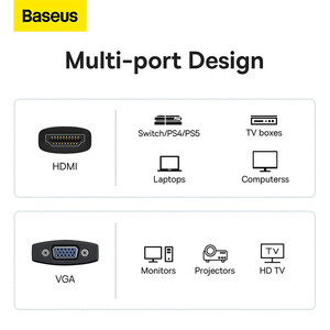 مبدل HDMI به VGA بیسوس مدل WKQX010001 طول 0.2 متر
