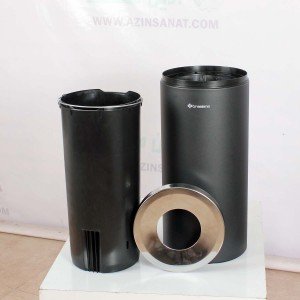 سطل 16 لیتری اداری Brasiana مشکی - درب استیل حفره از بالا