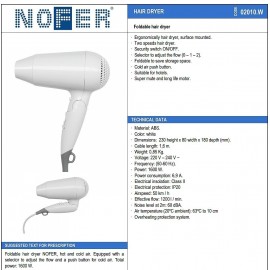 سشوار دستی مسافرتی NOFER مدل 02010-W