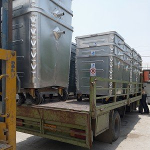 سطل زباله صنعتی 1100 لیتری مکعب پرسی (ورق 1.5)