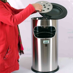 سطل زیرسیگاری استیل درب مشکی مدل F46