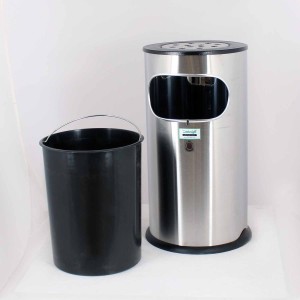 سطل زیرسیگاری استیل درب مشکی مدل F46