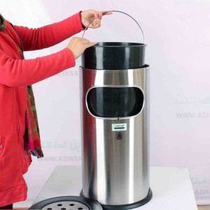سطل زیرسیگاری استیل درب مشکی مدل F46
