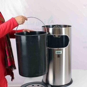 سطل زیرسیگاری استیل درب مشکی مدل F46