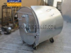 سطل زباله فلزی شهرداری 1100 لیتری قوس دار با درب بارانی (ورق 1.5)