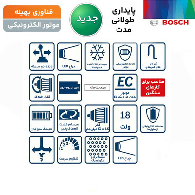 دریل پیچ گوشتی چکشی شارژی بوش مدل GSB 18V-50 EC brushless + 4 Extra