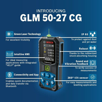 متر لیزری بوش مدل نور سبز GLM50-27 CG