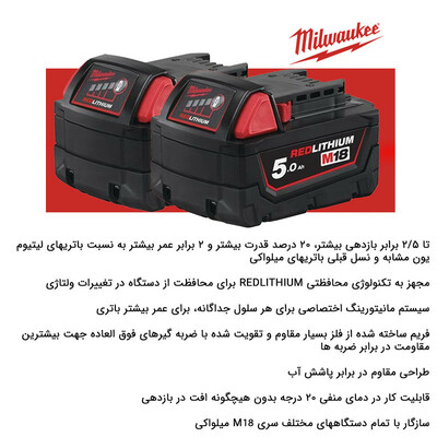 دریل چکشی شارژی میلواکی مدل M18-BLDD2-502X