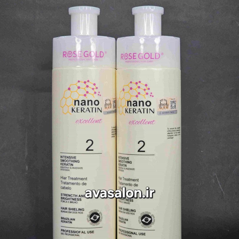نانو کراتین رزگلد سفید (Rose Gold Nano Keratin) – صافی، احیا و بازسازی عمقی موهای آسیب‌دیده 1100 میل
