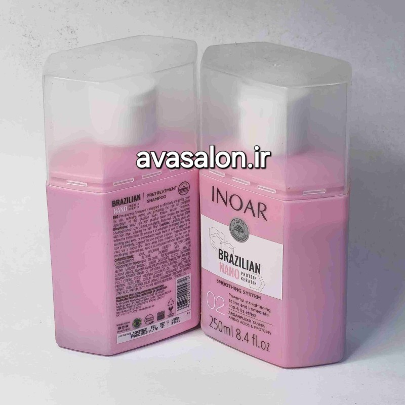 نانو پروتئین مو اینوار Inoar حجم 250 میل | احیاکننده، صافی و ترمیم‌کننده حرفه‌ای موهای آسیب‌دیده