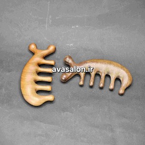 ماساژور اسکالپ چوبی 5 سر مدل گوشا – طرح اسب آبی | برس ماساژ کف سر ضد استرس و افزایش گردش خون