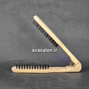 برس دوطرفه چوبی فنردار کراتین و اتوکشی حرفه‌ای مو | مناسب استفاده سالنی و براشینگ تخصصی