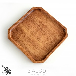 پيش دستي چوبی  مربع گوشه دار بزرگ تيره کد T 3359