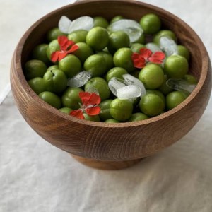 میوه‌خوری چوبی لوکس  پایه‌دار مدل خمره‌ای (خراطی) با قطر ۲۵  کد 416