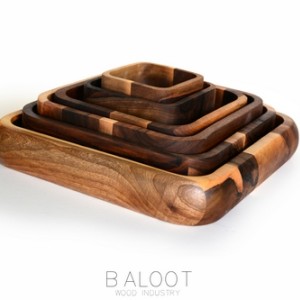 کاسه چوبی مربع لوکس مدل  E (چوب گردو) – کد 4119B