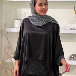 بلوز سیلک با لمه نقره ای