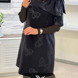 پیراهن  مجلسی ژاکارد لمه پاپیونی