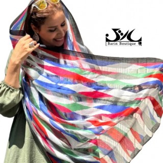 شال  زنانه رنگی رنگی ابریشم
