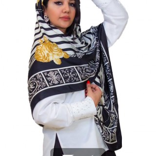 روسری طرحدار ساتن (ابریشم) کجراه