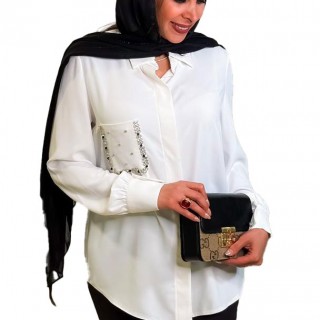 شومیز  زنانه کرپ جیب کارشده