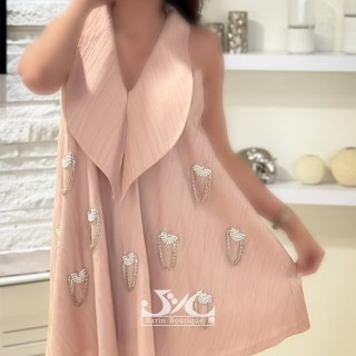 پیراهن مجلسی زنجیری صورتی لیدا