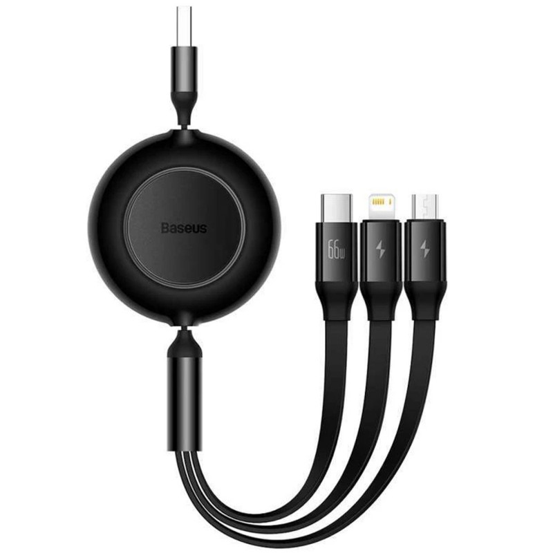 کابل سه سر جمع شونده یو اس بی به میکرو،لایتنینگ و تایپ سی بیسوس Baseus Bright Mirror Data CAMLT-MJ03 به توان 3.5 آمپر به طول 1.2 متر