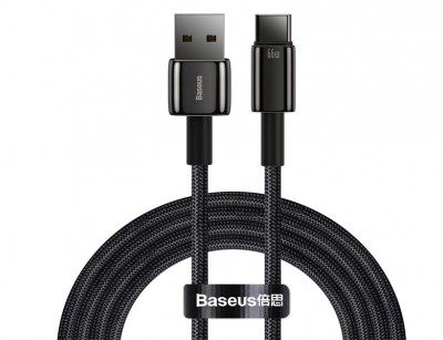 کابل فست شارژ یو اس بی به تایپ سی Baseus Tungsten Gold Fast Charging CATWJ-C01 به طول 2 متر و توان 66 وات