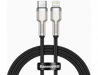 کابل لایتنینگ فست شارژ Type C به iP بیسوس Baseus Cafule Series Metal Data Cable CATJK-A01 به طول 1 متر و توان 20 وات