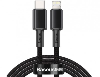 کابل فست شارژ تایپ سی به  لایتنینگ Baseus High Density Braided CATLGD-A03 با چگالی بالا به طول دو متر و توان 20 وات