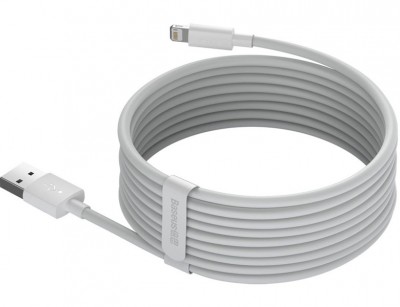 کابل لایتنینگ فست شارژر USB به IP 2.4A بیسوس  Baseus Simple Wisdom Data CableTZCALZJ-02 به طول 1.5 متر(پک دوتایی)