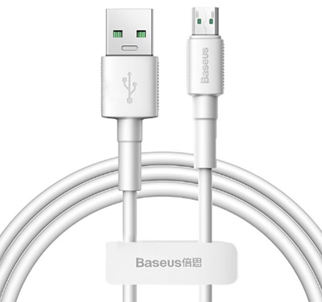 کابل فست شارژ میکرو یو اس بی بیسوس Baseus Mini White Cable USB For Micro CAMSW-D02 با توان 4 آمپر و طول 1 متر