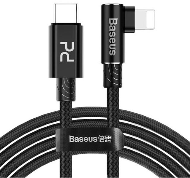 کابل شارژ گیمینگ تایپ سی به آی پی بیسوس Baseus MVP Elbow Type-C to iP Cable PD CATLMVP-B01 به توان 18 وات و طول 1 متر