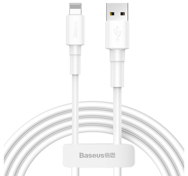 کابل شارژ سریع USB به iP بیسوس Baseus Mini White Cable CALSW-02 با توان 2.4 آمپر و طول 1 متر