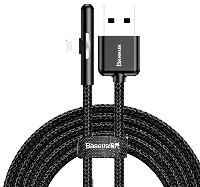 کابل شارژ یو اس بی به آی پی گیمینگ بیسوس Baseus Iridescent Lamp Mobile Game Cable CAL7C-B01 به توان 1.5A آمپر و طول 2 متر