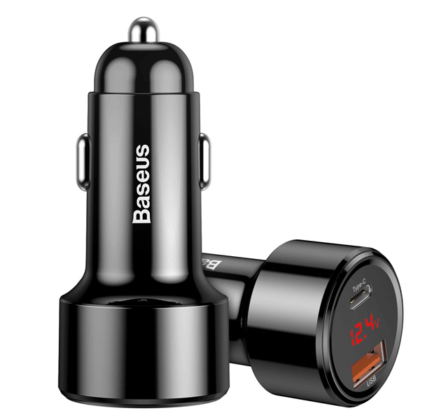 شارژر فندکی فست شارژر بیسوس Baseus Magic Series PPS digital display  Intelligent dual quick charging and car charging of 45W CCMLC20C-01