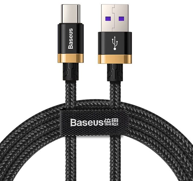 کابل سوپرشارژ تایپ سی Baseus Purple Gold Red HW flash charge cable CATZH-AV1 به توان 40 وات و طول 1 متر