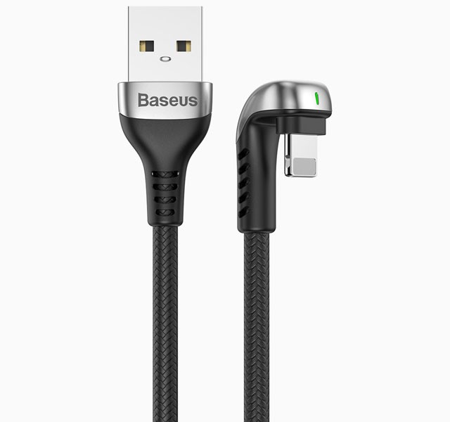 کابل شارژ گیمینگ USB به iP بیسوس Baseus Green U-shaped lamp Mobile Game Cabl CALUX-B01 با توان 1.5 آمپر و طول 2 متر