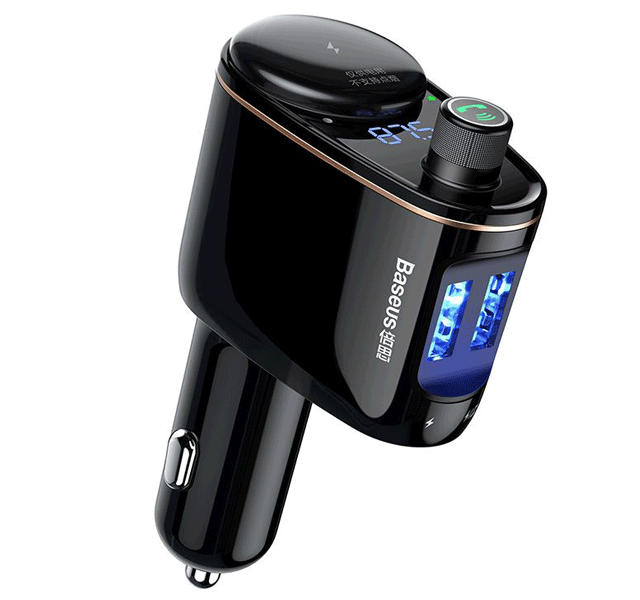 شارژر فندکی و پخش کننده بلوتوث بیسوس Baseus Locomotive Bluetooth MP3 Vehicle Charger CCALL-RH01