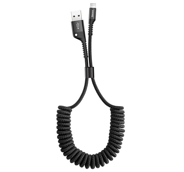 کابل شارژ لایتنینگ طرح تلفنی بیسوس Baseus Fish-eye Spring Data Cable CALSR-01 به توان 2 آمپر و طول 1 متر