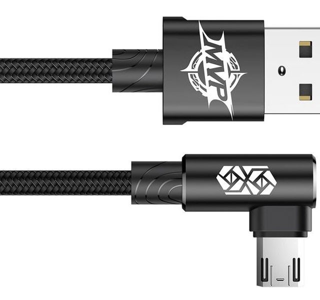 کابل شارژ گیمینگ میکرو یو اس بی بیسوس Baseus MVP Elbow Type Cable CAMMVP-B01 به توان 1.5 آمپر و طول 2 متر
