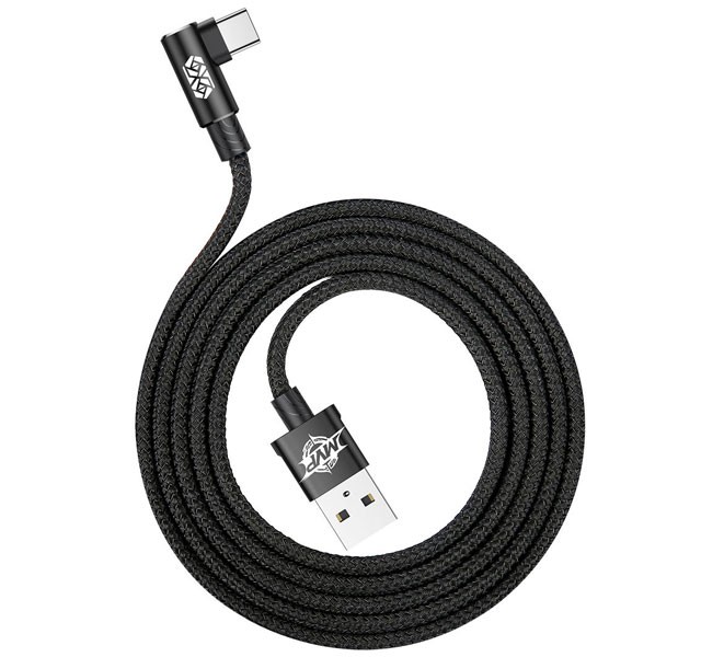 کابل شارژ گیمینگ USB به Type-C بیسوس Baseus MVP Elbow Type Cable CATMVP-A01 به توان 2 آمپر و طول 1 متر