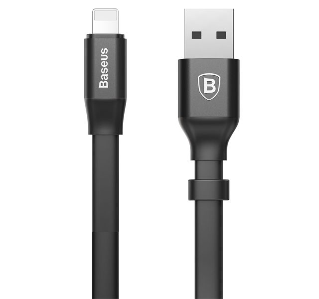 کابل تخت آیفونی بیسوس Baseus Nimble Portable Cable CALMBJ-B01 با توان 2 آمپر و طول 23 سانتی متر