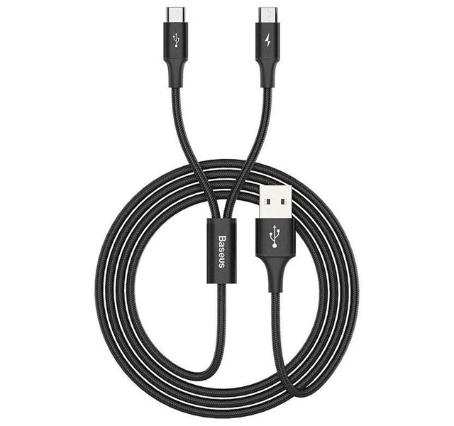 کابل دو منظوره Micro و Type-C بیسوس Baseus Rapid Series 2-in-1 Cable CAMT-ASU01 به توان 3 آمپر و طول 1.2 متر