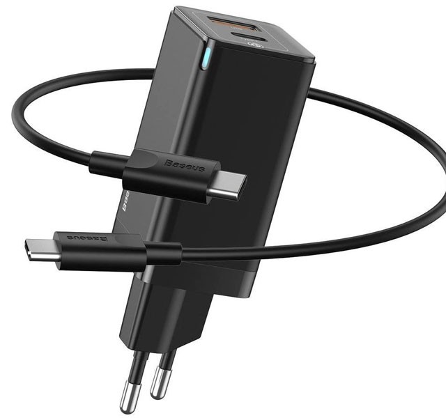 شارژر دیواری سریع با دو پورت تایپ سی و یو اس بی بیسوس Baseus GaN2 Quick Charger EU CCGAN2L-Q01 به توان 45 وات