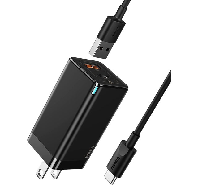 شارژر دیواری فست شارژ با دو پورت Baseus GaN2 Quick Charger C+U US CCGAN-R01 با توان 45 وات