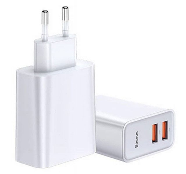 مینی شارژر دیواری سریع با دو پورت یو اس بی بیسوس Baseus Speed Mini QC Dual U Quick ChargerCN CCFS-Q01 به توان 18 وات