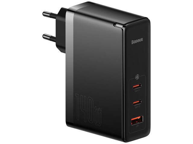 شارژر سوپر فست شارژ تایپسی و یواسبی 140 وات بیسوس Baseus GaN5 Pro 2C+U EU CCGP100201