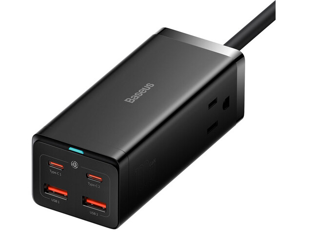 شارژر و چند راهی برق سوپر فست شارژ 100 وات با کابل برق 1.5 متری بیسوس Baseus GaN3 Pro Desktop PSZM000201