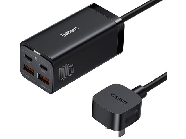 شارژر دیواری سوپر فست شارژ تایپسی و یواسبی 100 وات بیسوس Baseus GaN3 Pro Fast Charger 2U+2C CN CCGP000001