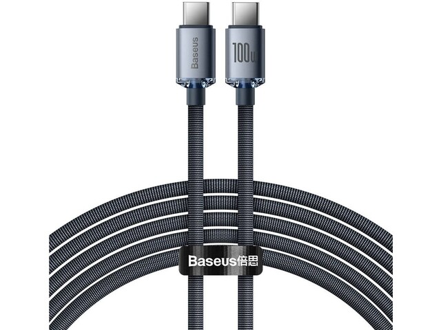 کابل سوپرفست شارژ تایپسی به تایپسی 2 متری بیسوس Baseus Cable Crystal Shine Series Type-C To Type-C 100W CAJY000701